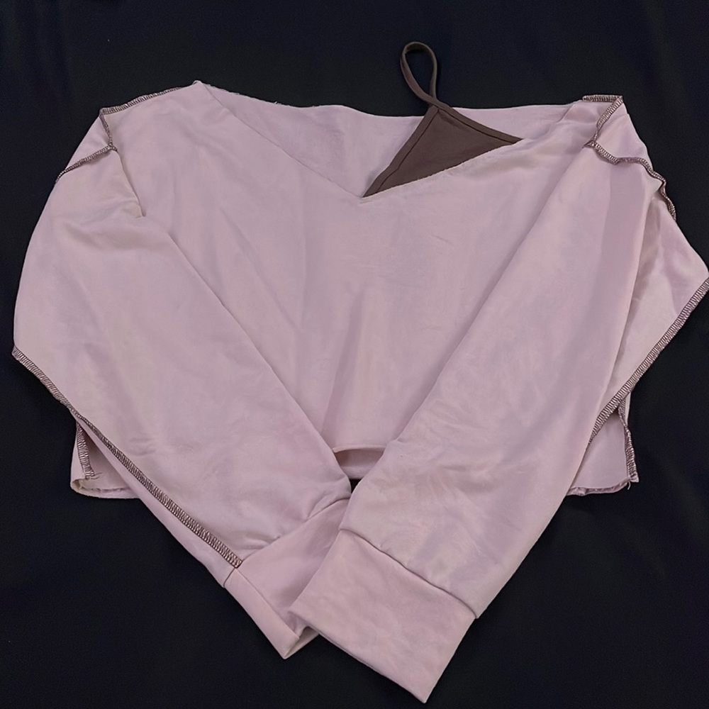 Asymmetrical Neck Crop Sweatshirt